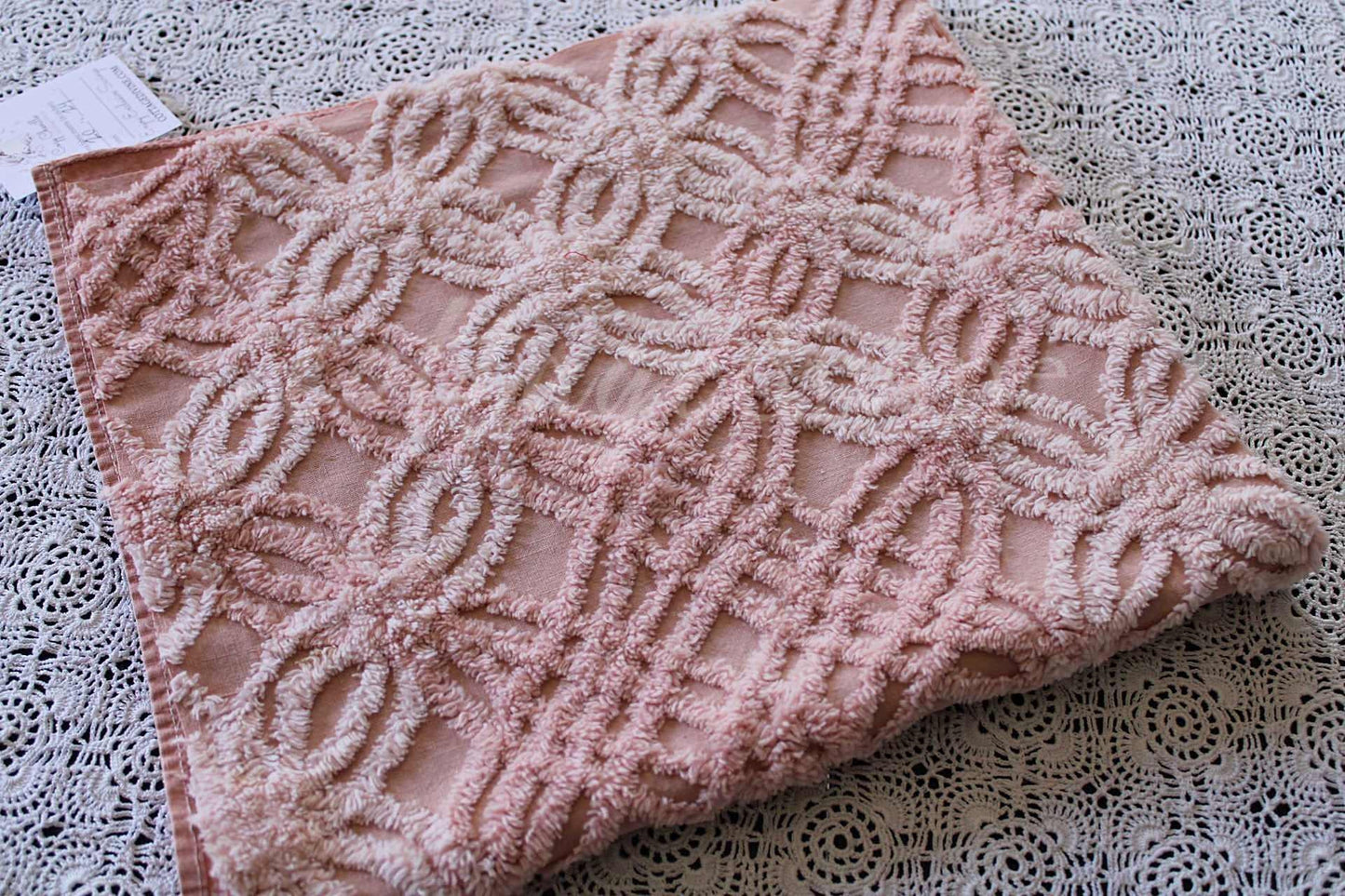 Blush Pink Nostalgia Vintage Chenille Quilt Fabric, 20" x 24" inch Piece, Pretty for Quilts & Pillows