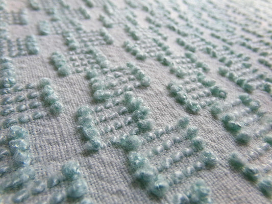 sage green vintage chenille fabric, mini ladder textured design, 18" x 24" inch piece of quilt material for sewing & crafts