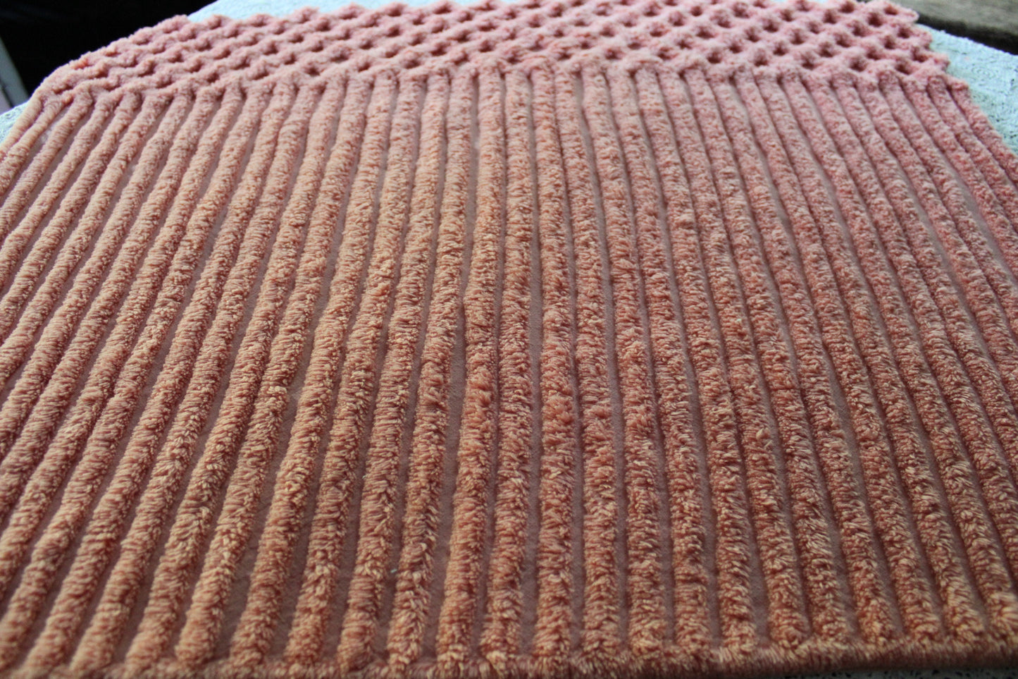 Overripe Melon Vintage Chenille Fabric Piece, Super Plush Thick Tufts, 22" x 26" inches, Unique Texture