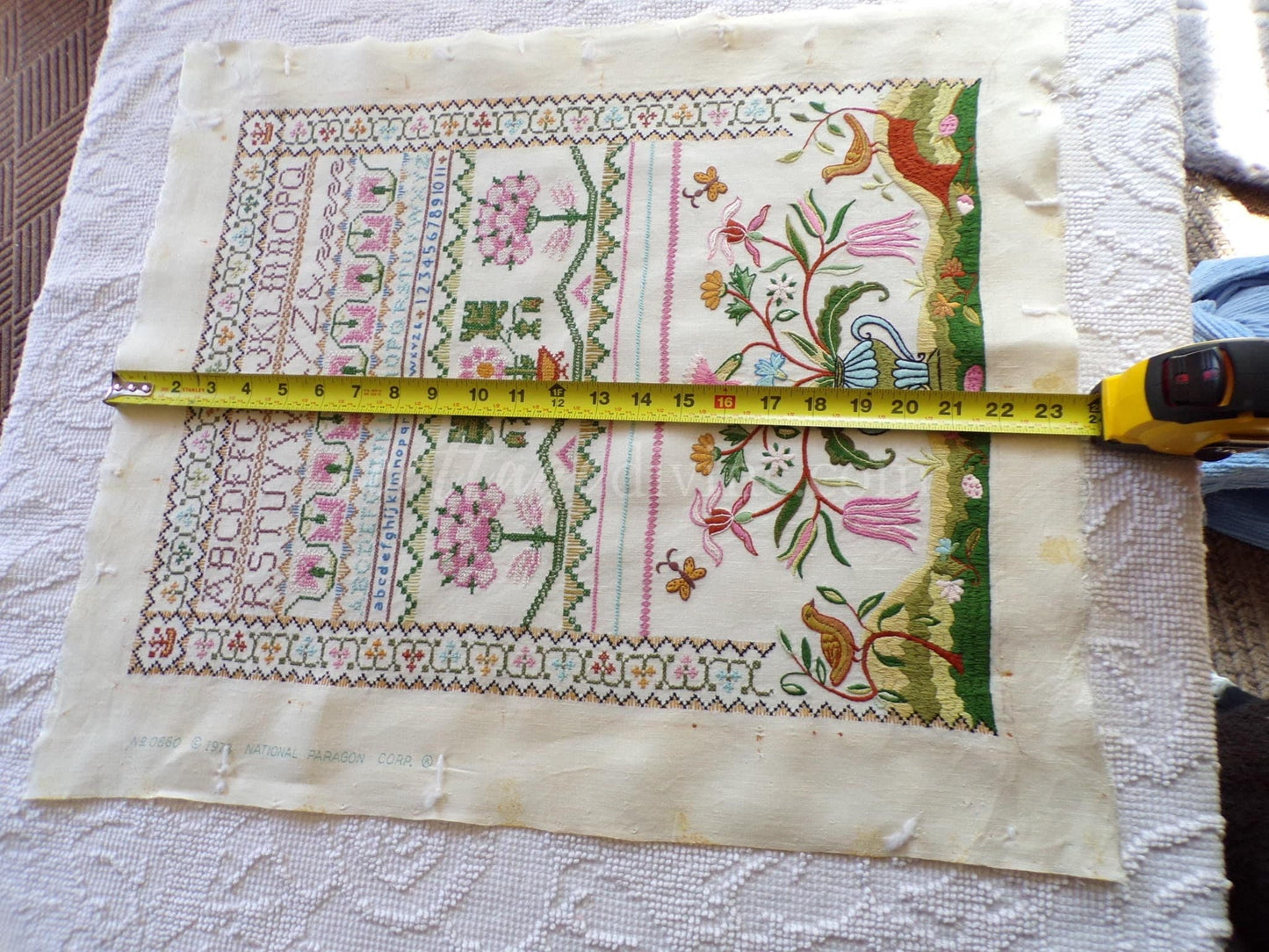 Jacobean 1773 Vintage Linen Sampler, Cooper Hewitt Museum, 0860 Paragon Stitchery, Hand Embroidered, Completed