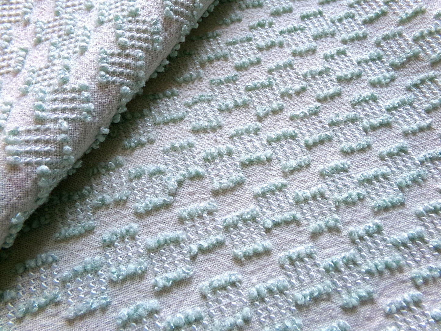 sage green vintage chenille fabric, mini ladder textured design, 18" x 24" inch piece of quilt material for sewing & crafts