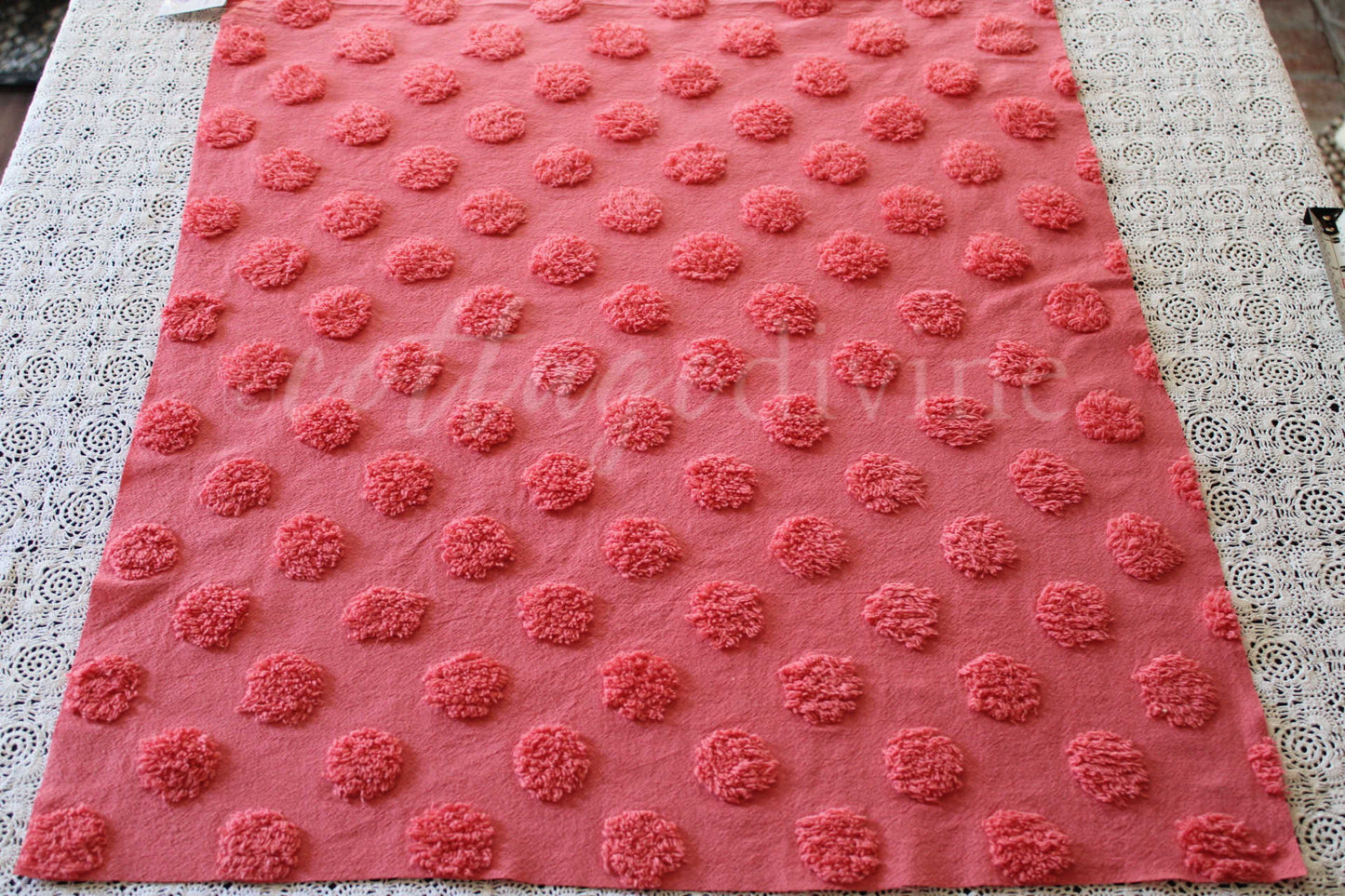 Jumbo Juicy Watermelon Pops Vintage Style Chenille Fabric, Wideset Coin Pop Design, 22" x 27" inch piece