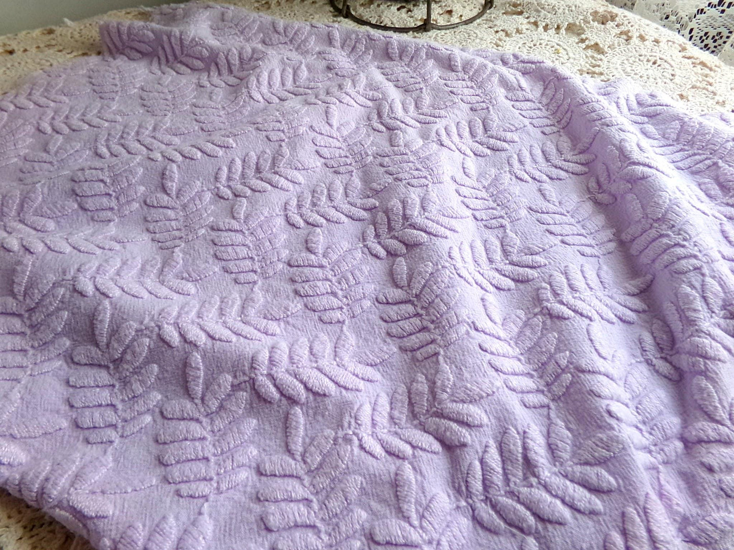 Lilac Fern Wisps Vintage Woven Fabric Piece, 19" x 25" inches, Delicate Bates Design Beautiful in Tote Bags & Pillows