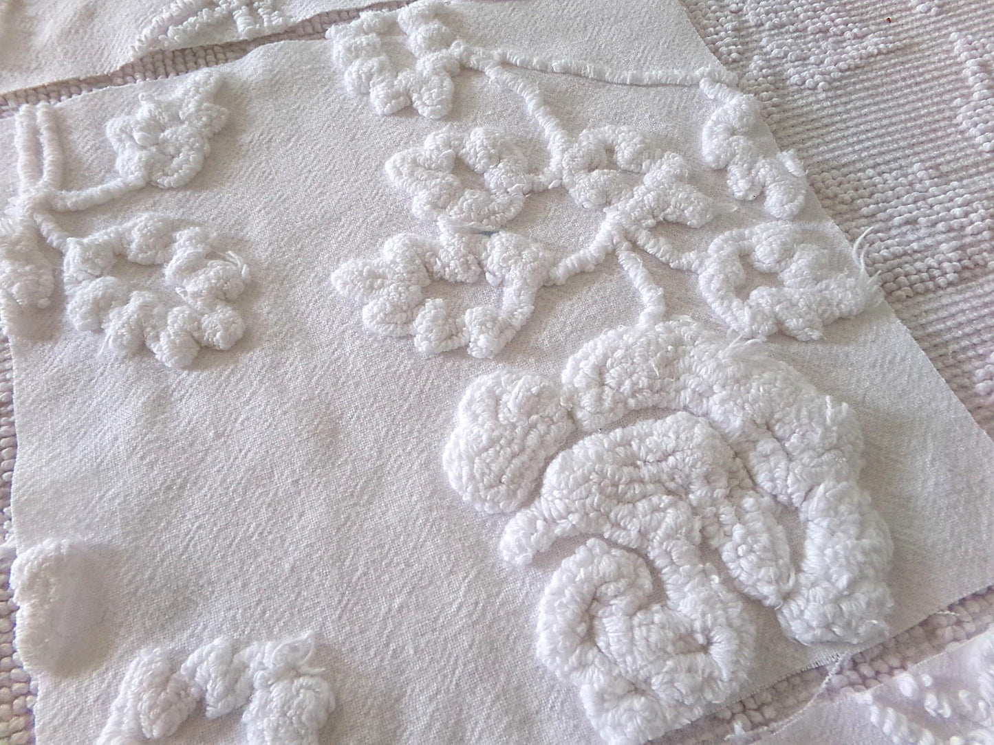 ivy rose 9.5" chenille fabric squares, set of 6 white quilt blocks, versatile geometric prints for sewing, crafts
