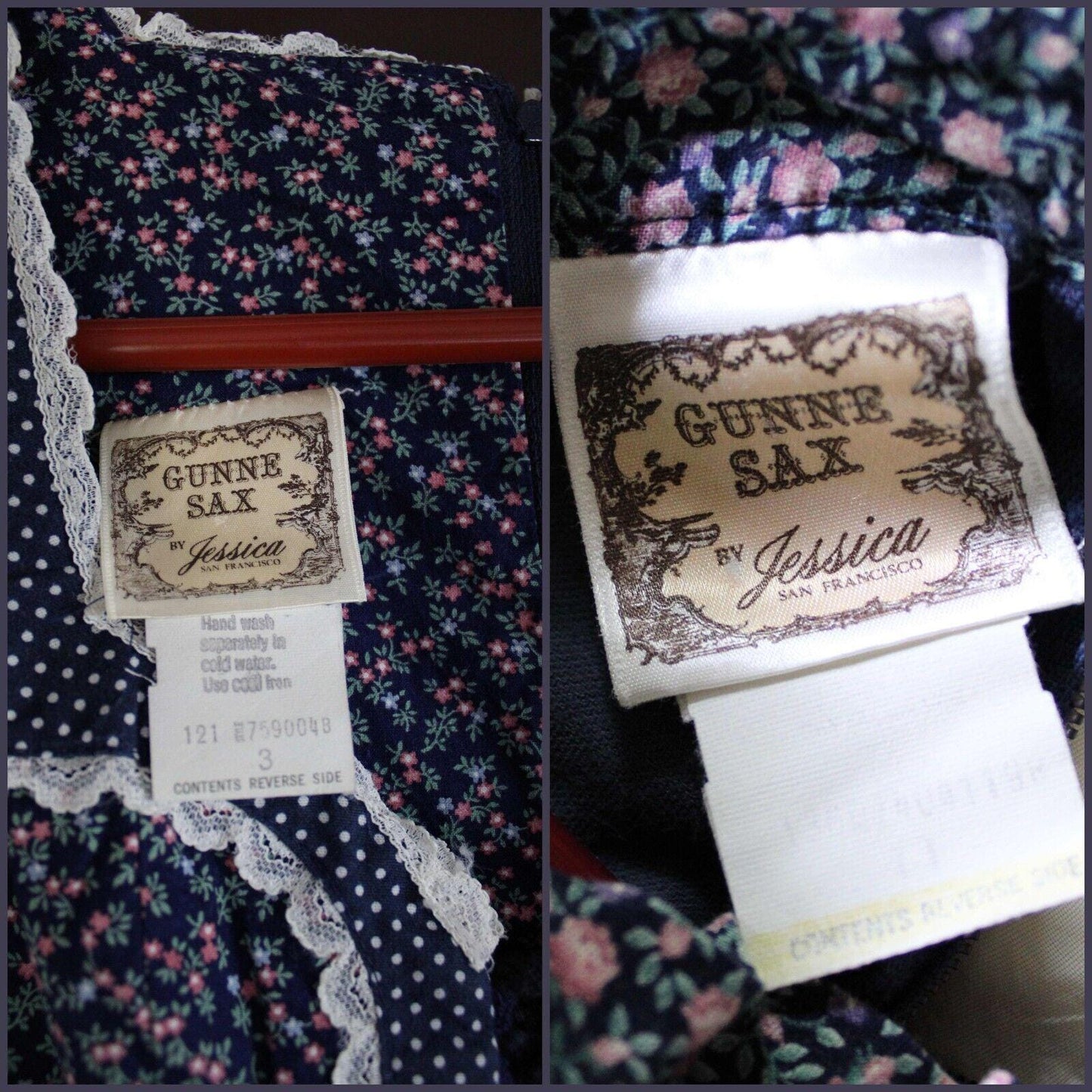 Beautiful Gunne Sax Vintage Clothing Lot 2 Dresses, Peplum Boho Floral, Prairie Midi