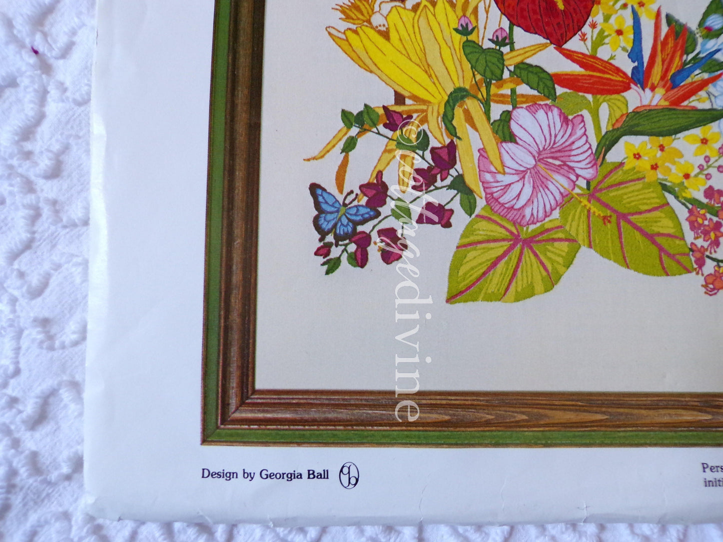 PARADISE FOUND Flowers of Hawaii Hummingbird Vintage Crewel Stitchery Kit by Paragon, Georgia Ball, # 0308