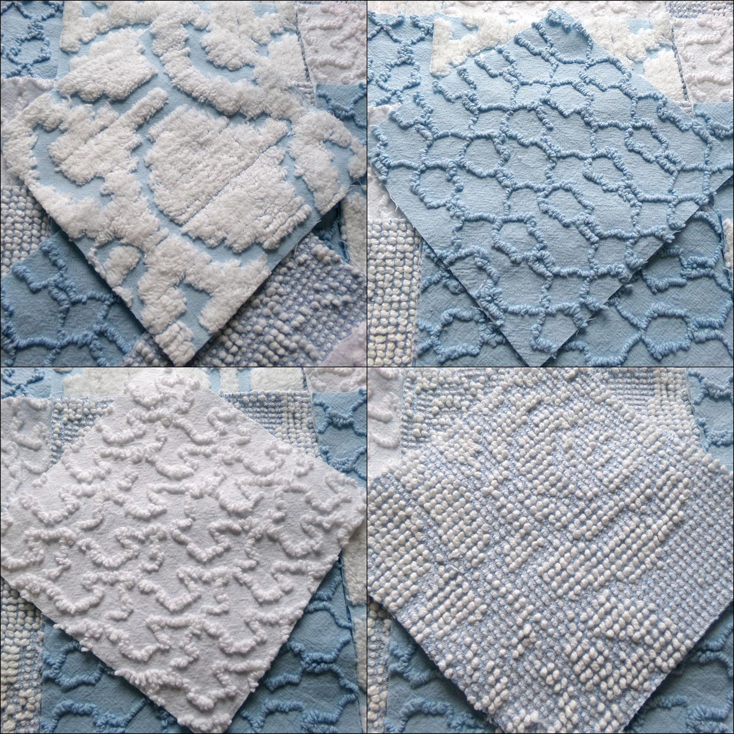 seaside wanderings fabric squares, 16 vintage 6" quilt blocks in coastal blue & white, for sewing, crafts, fiber arts