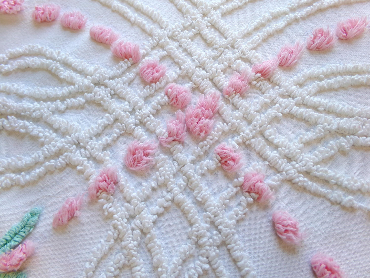 Vintage Chenille Fabric: Needletuft Wildflowers Sewing Material 24" x 23"
