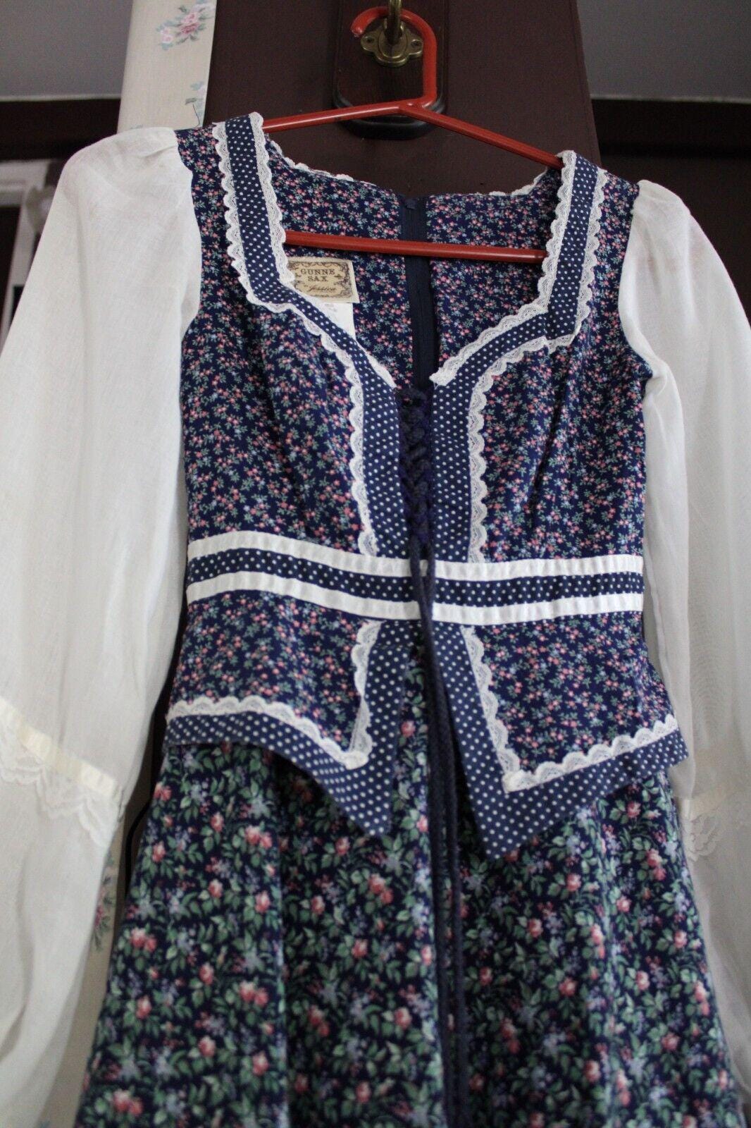 Beautiful Gunne Sax Vintage Clothing Lot 2 Dresses, Peplum Boho Floral, Prairie Midi
