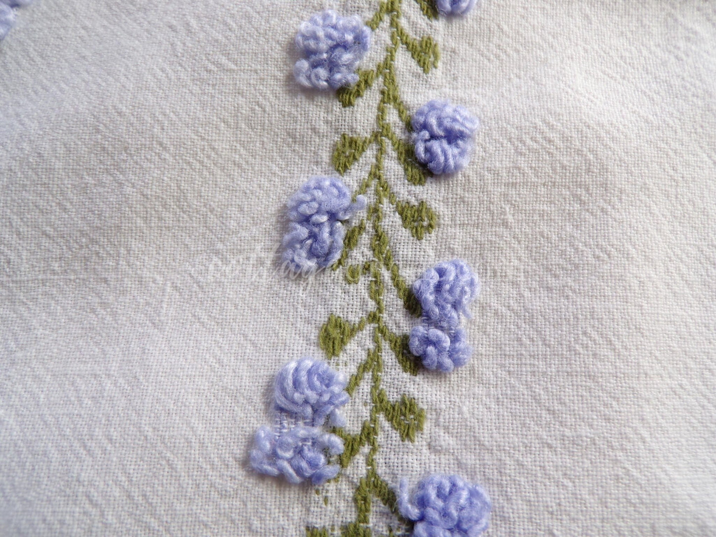 Romantic Ivy Rose Vintage Chenille Fabric, Fieldcrest Lavender Rosebud Design, 18" x 22" inch Piece, beautiful in handmade quilts