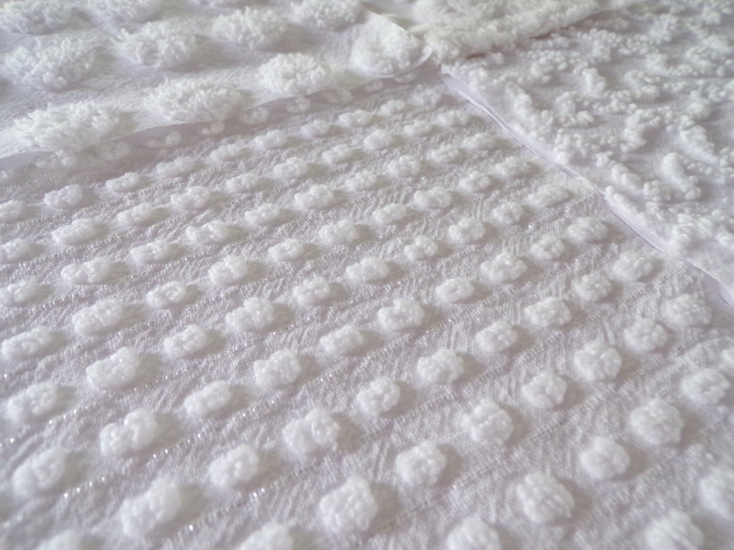 White Chenille Fabric Squares Set, "Let it Snow" 16 Vintage Quilt Blocks, 6" inch
