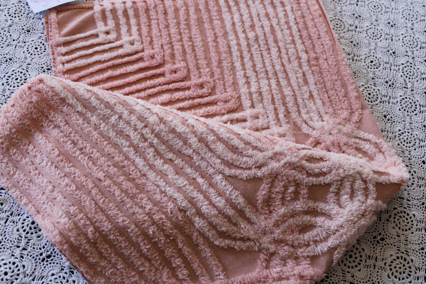 Blush Pink Nostalgia Vintage Chenille Quilt Fabric, 20" x 24" inch Piece, Pretty for Quilts & Pillows