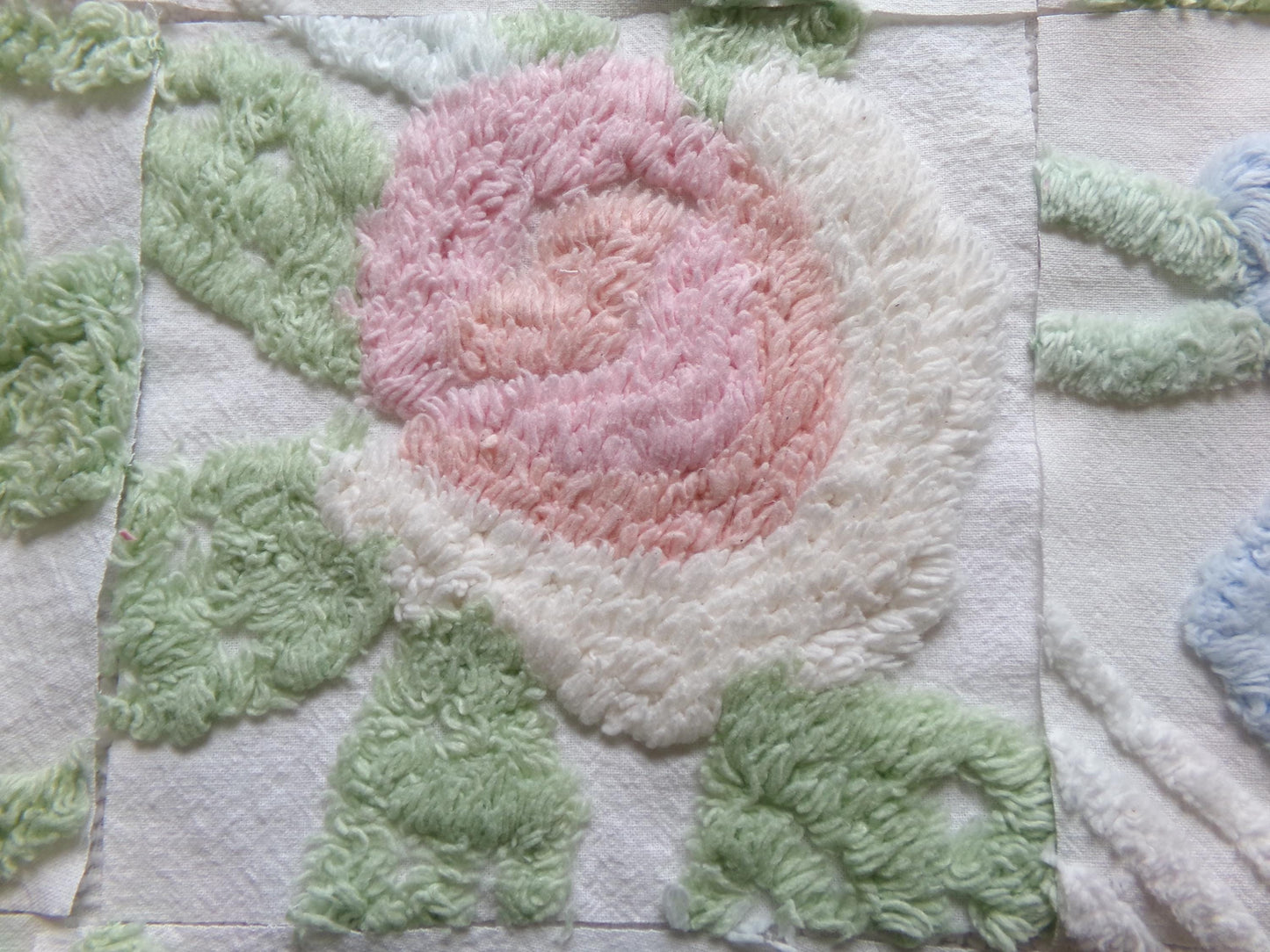vintage chenille fabric squares, "garden club winner" set of 16 beautiful floral 6" quilt blocks for quilting, crafts, sewing