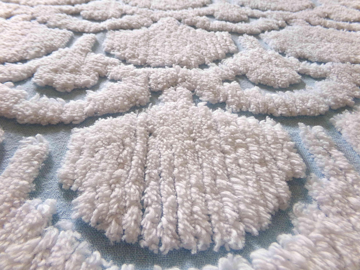 Celestial Sculpted 3D Cloud Blue Vintage Chenille Fabric, 26" x 19" inch piece