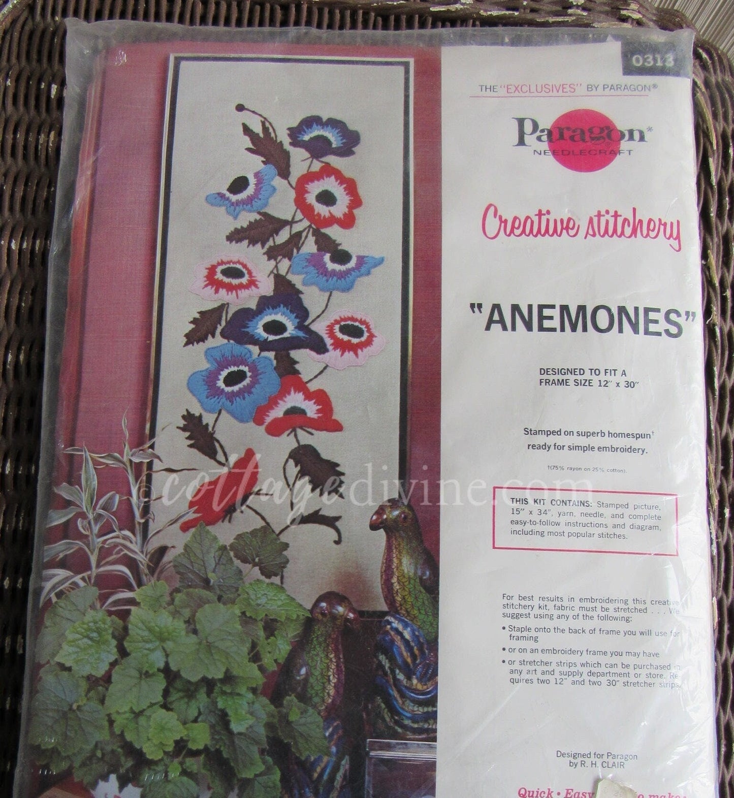 ANEMONES Paragon Crewel Stitchery Kit Vintage Embroidery Hippie Wallhanging # 0313