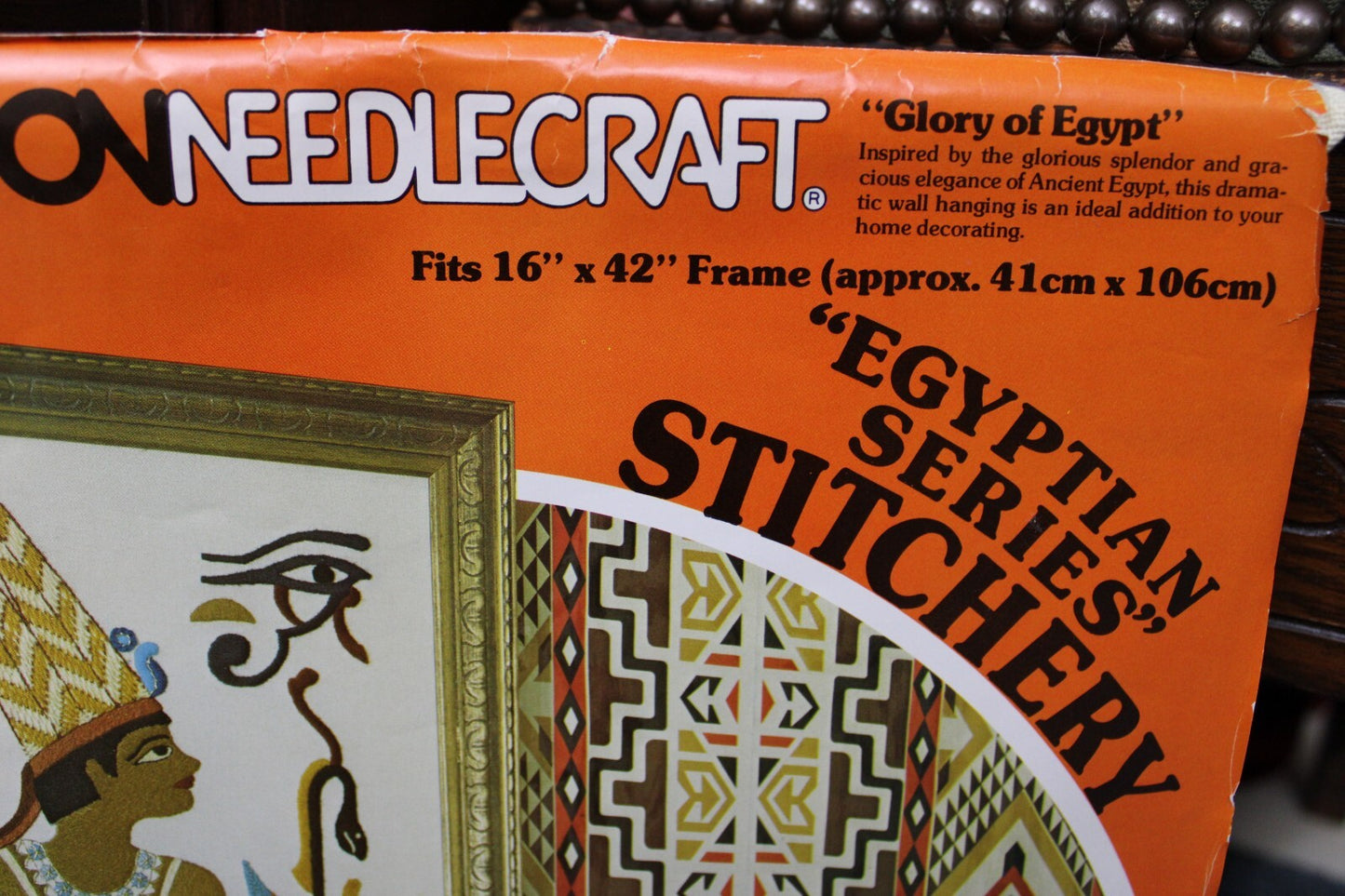 GLORY OF EGYPT Vtg Crewel Embroidery Kit Paragon 0720 Egyptian Wall Hanging