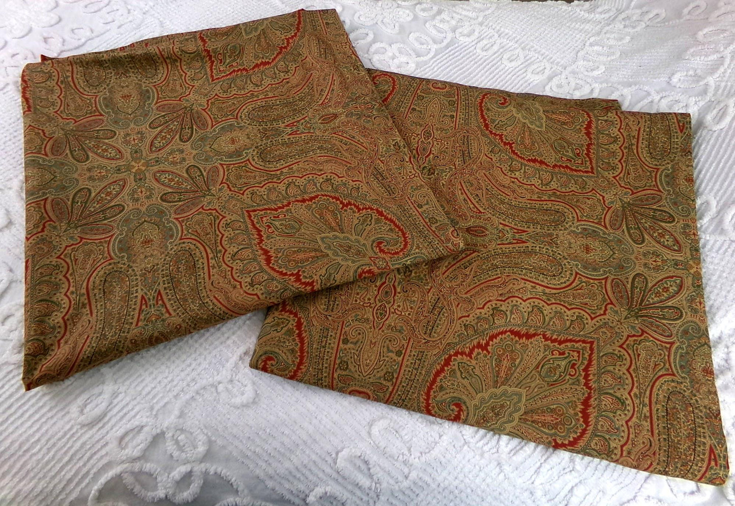 Ralph Lauren Gladwyne Ochre Curtain Panels, Library Chic Luxurious Vintage Window Drapery Pair in Sophisticated Paisley, USA Made