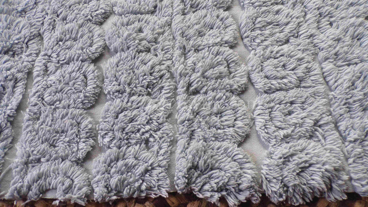 Tranquil Velvety Plush Swirls Vintage Chenille Bedspread Quilt Fabric, 22" x 25" inch Piece; Stardust Blue Curlicues