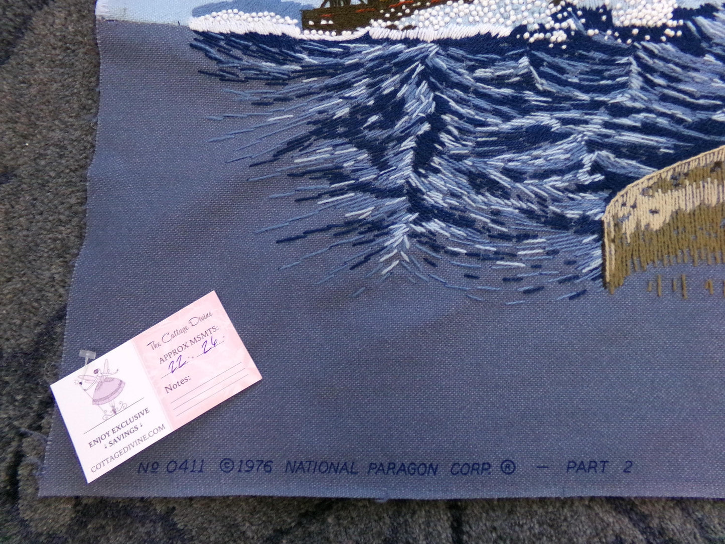 Vintage THE MERMAID Finished Crewel Embroidery Piece, Completed Paragon 0411 Stitchery, Adele Veres 1970s Design