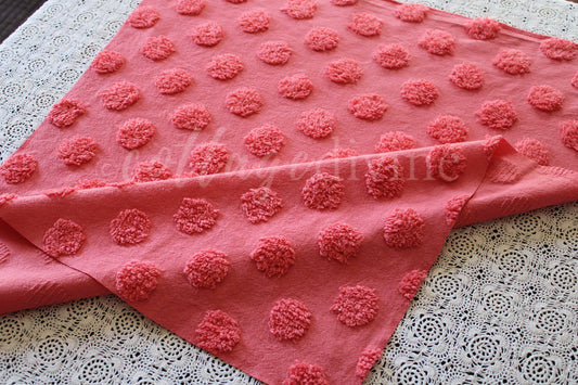 Jumbo Juicy Watermelon Pops Vintage Style Chenille Fabric, Wideset Coin Pop Design, 22" x 27" inch piece