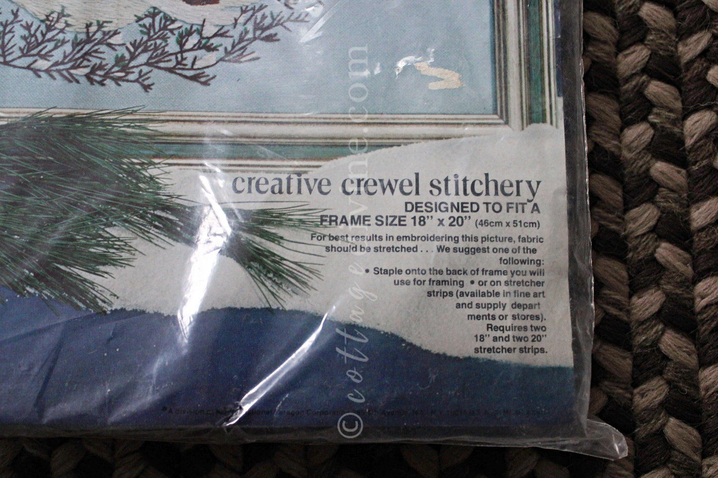 WOODLAND WATCH Nature Crewel Stitchery Kit, Winter Wildlife Scene, Vintage 0615 Paragon Needlecraft Embroidery Design by Polly Gottfried
