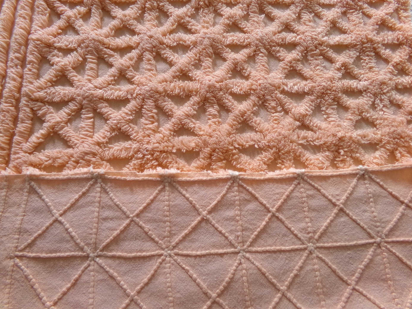 Twinkle Little Star Vintage Chenille Fabric, Plush Peach Glow Sewing & Quilting Material, 19" x 23" inches