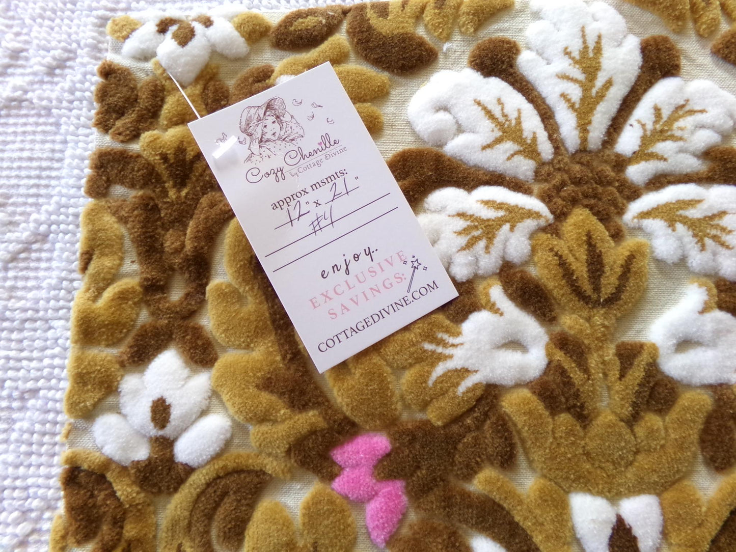 lux caramel chocolate cut velvet fabric, vintage Bates tapestry chenille, 12" x 21" inch piece, ideal sewing material for small bags