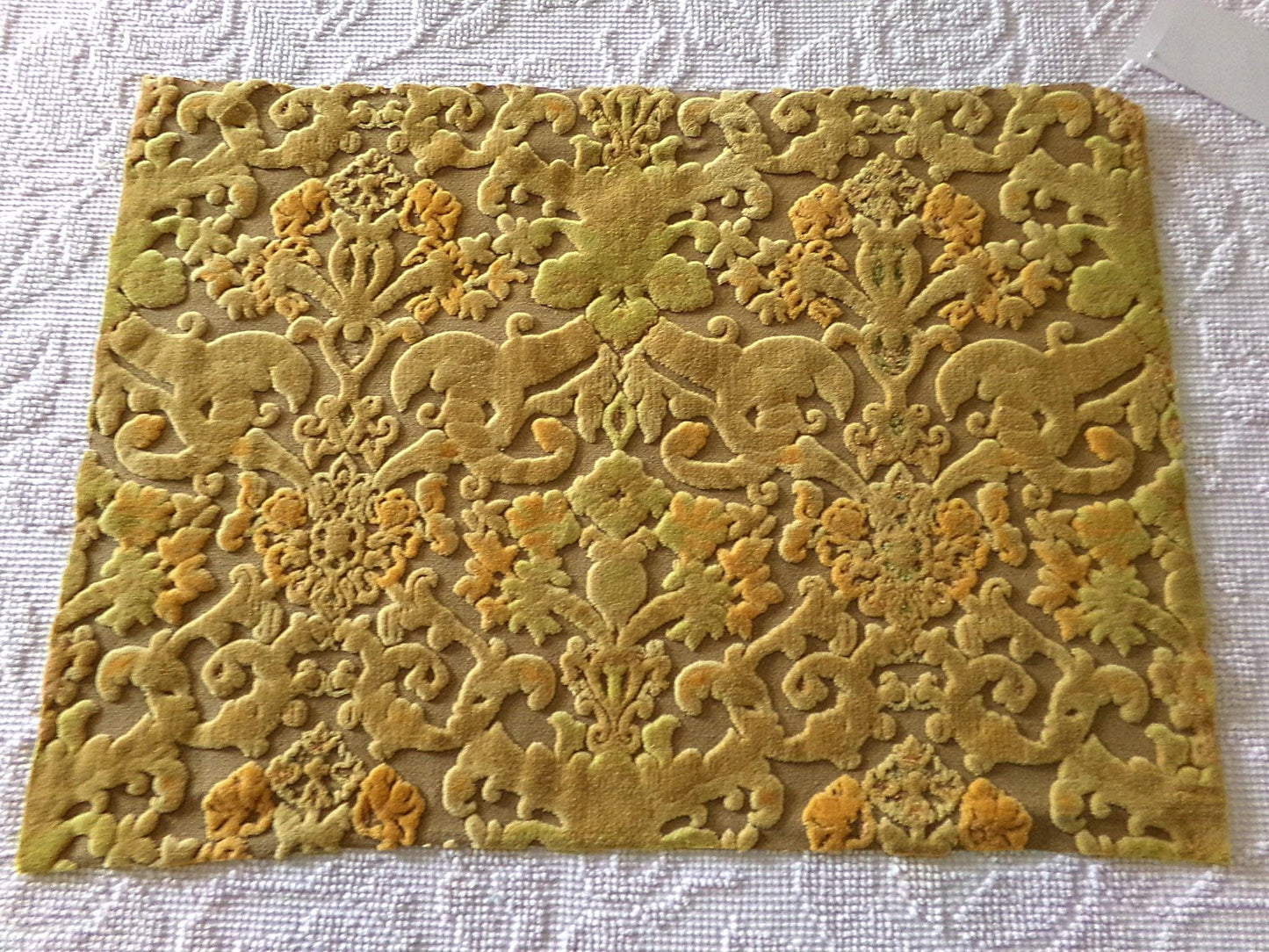 boho distressed cut velvet fabric, vintage Bates tapestry style chenille material, 20" x 14" piece, popular in handmade bags