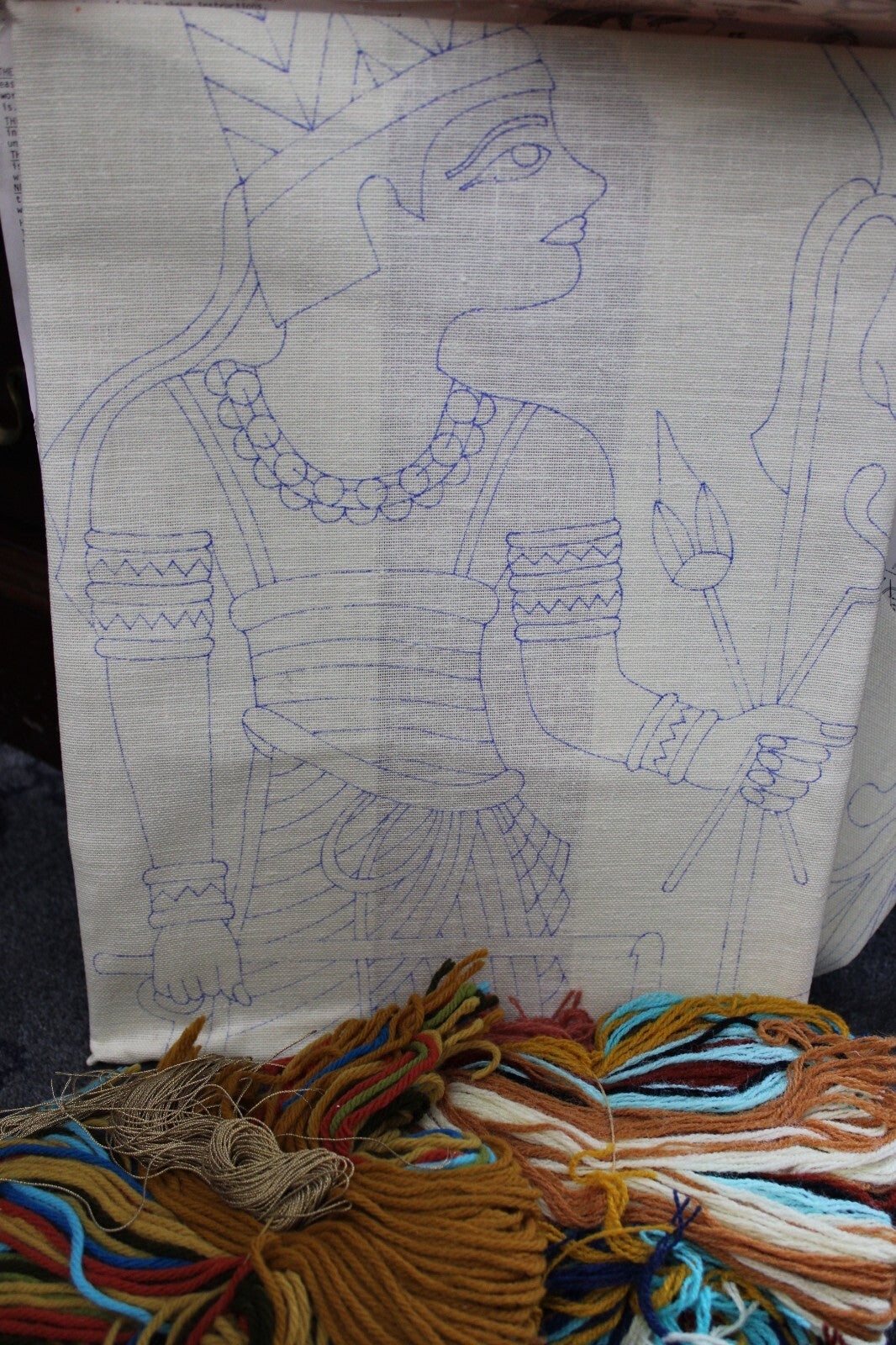 GLORY OF EGYPT Vtg Crewel Embroidery Kit Paragon 0720 Egyptian Wall Hanging