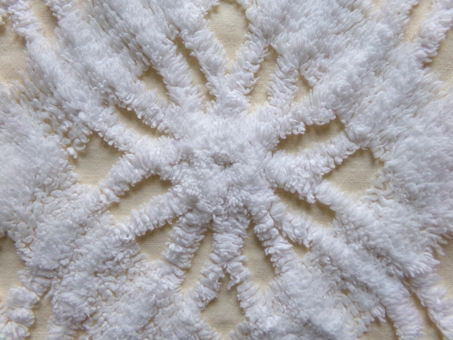 fluffy white & buttercup yellow vintage chenille fabric, sweetest sewing material, 18" x 25" inch piece for pillows, quilts, fiber arts