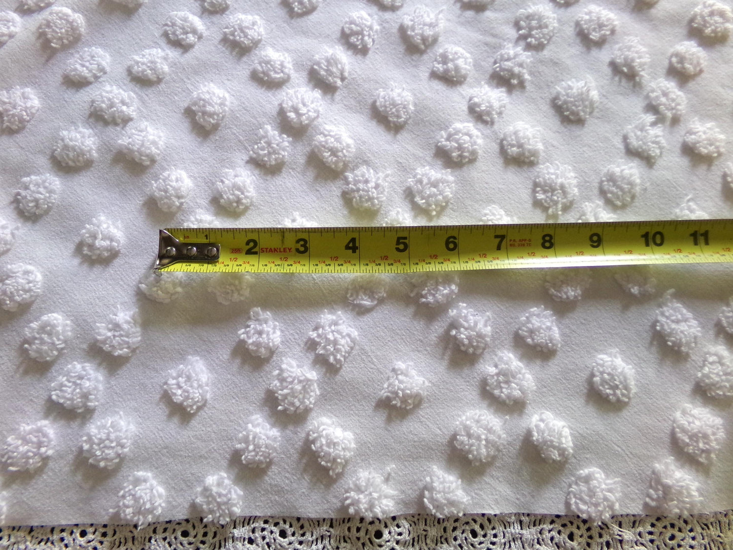 Diamond Dot Chenille Fabric, 19" x 28" inch vintage style piece, simple modern pattern for quilts & crafting