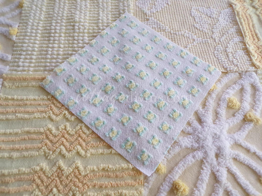 Lightning Strike Chenille Quilt Squares Set from Vintage Bedspread Fabric, 16 Blocks, 6" x 6" inch & Bonus Square