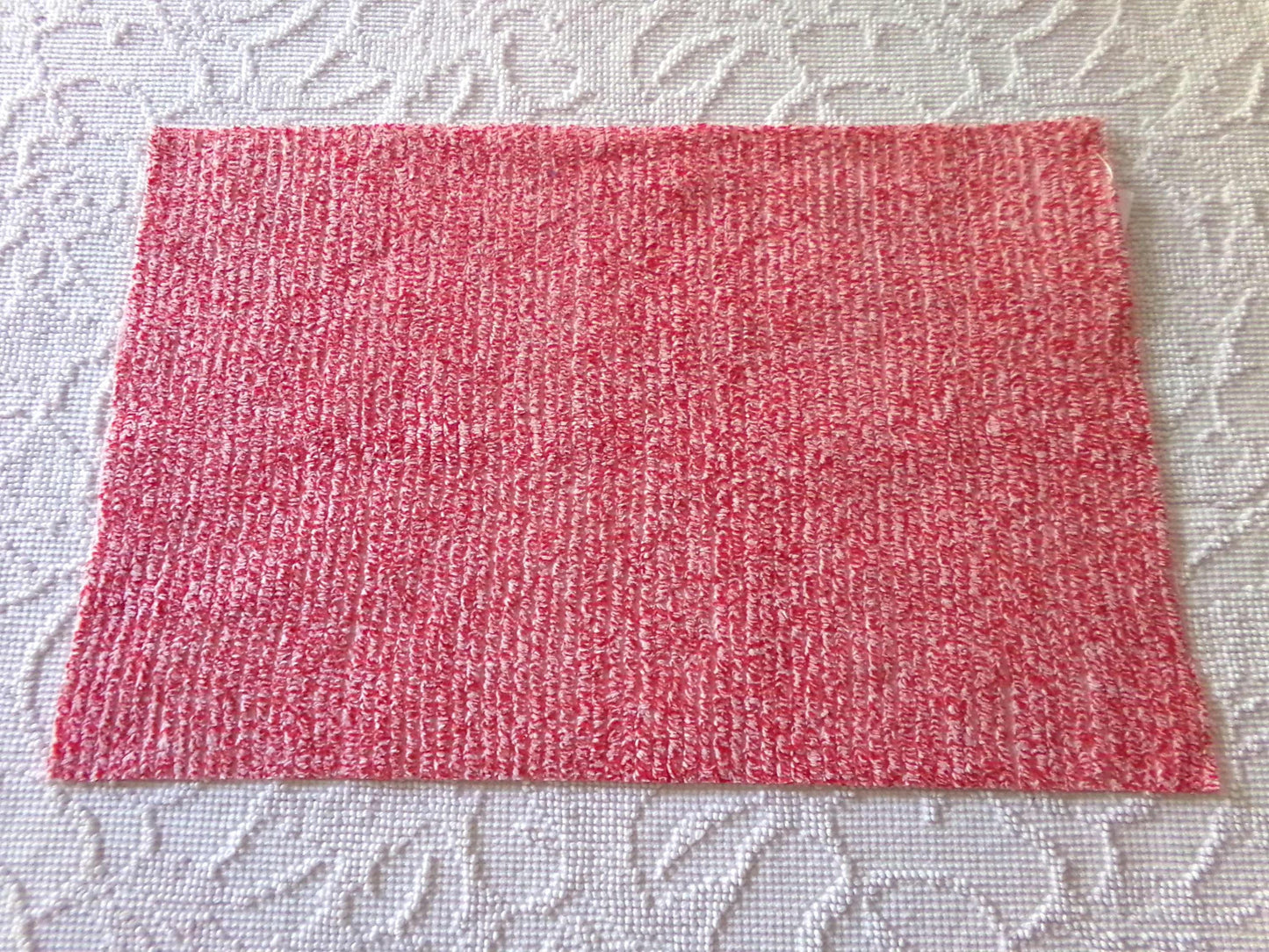 Peppered Red & White Skinny Stripes Fabric from Vintage Chenille Bedspread, 12" x 18" inch Piece, Fun and Festive