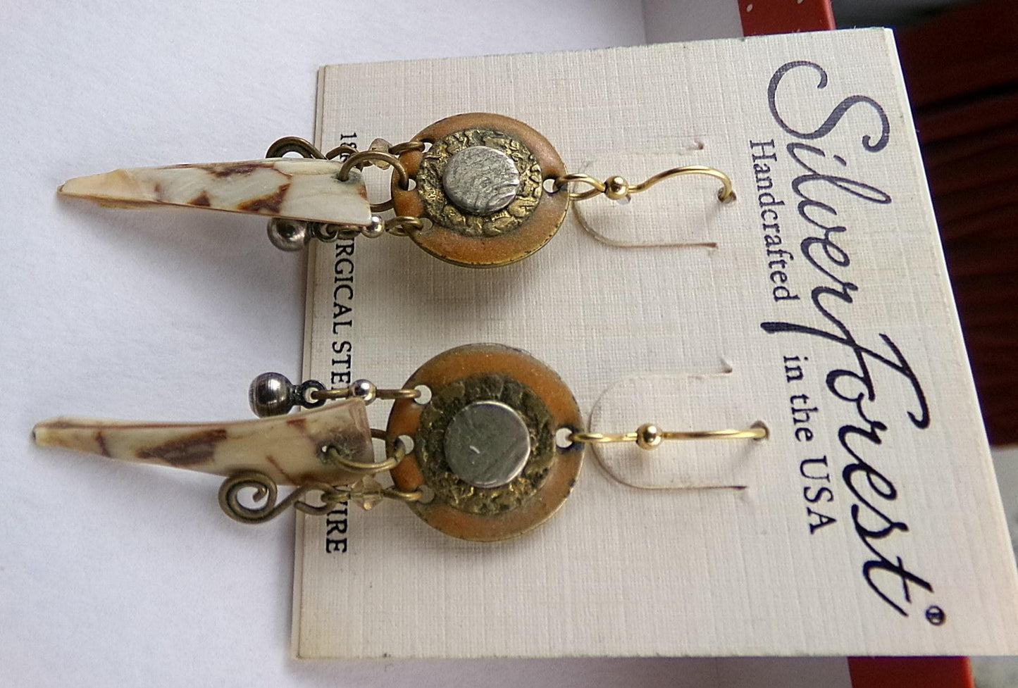 Ethnic Boho Dagger Pierced Dangle Earrings, Vintage Silver Forest Bangle Hippie Design, Artisan Made in USA