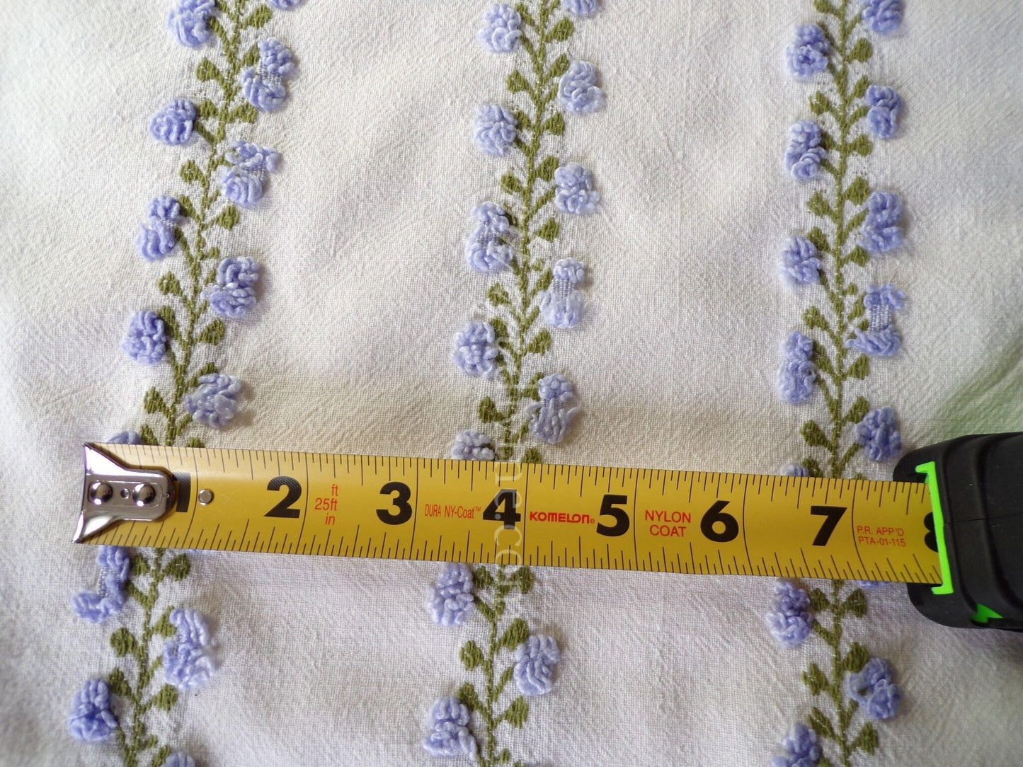 Romantic Ivy Rose Vintage Chenille Fabric, Fieldcrest Lavender Rosebud Design, 18" x 22" inch Piece, beautiful in handmade quilts