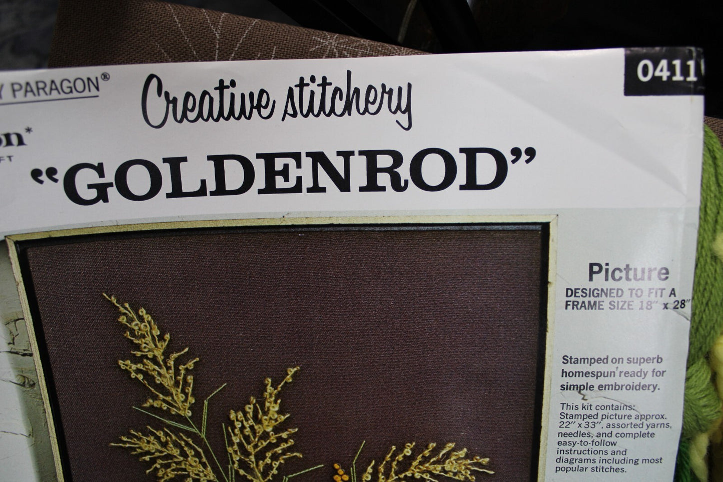 GOLDENROD Crewel Embroidery Kit Boho Hippie Floral Vtg Paragon Stitchery 0411
