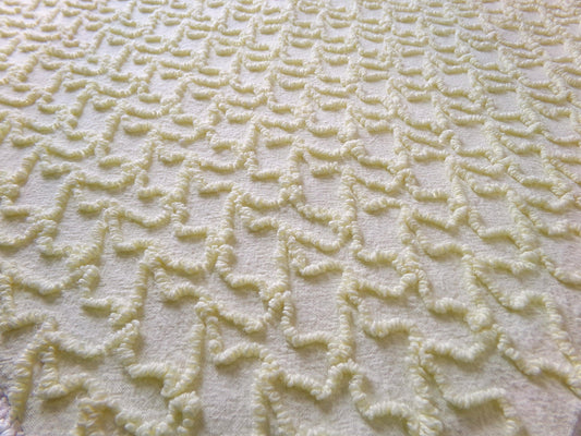 Vintage Yellow Squiggle Chenille Fabric, Gentle Sunny Buttercup 18" x 24" Piece of Sewing & Quilt Material