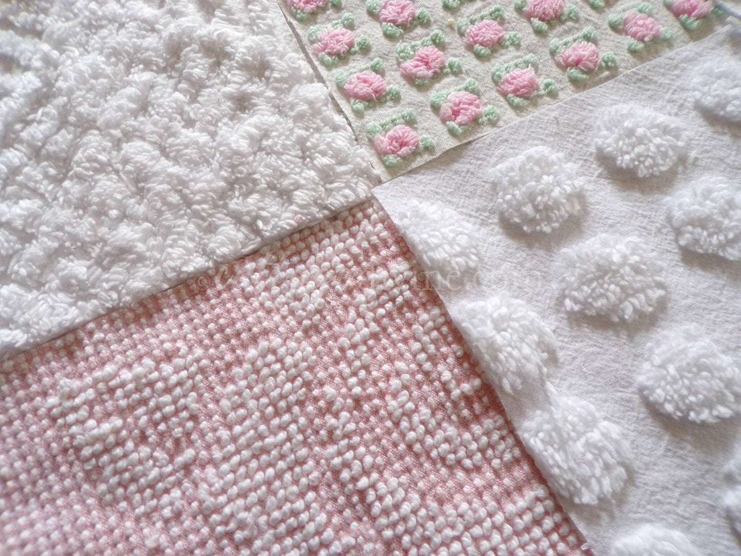 Cottage Classics Chenille Quilt Squares Set from Vintage Bedspread Fabric, 16 Blocks, 6" inch