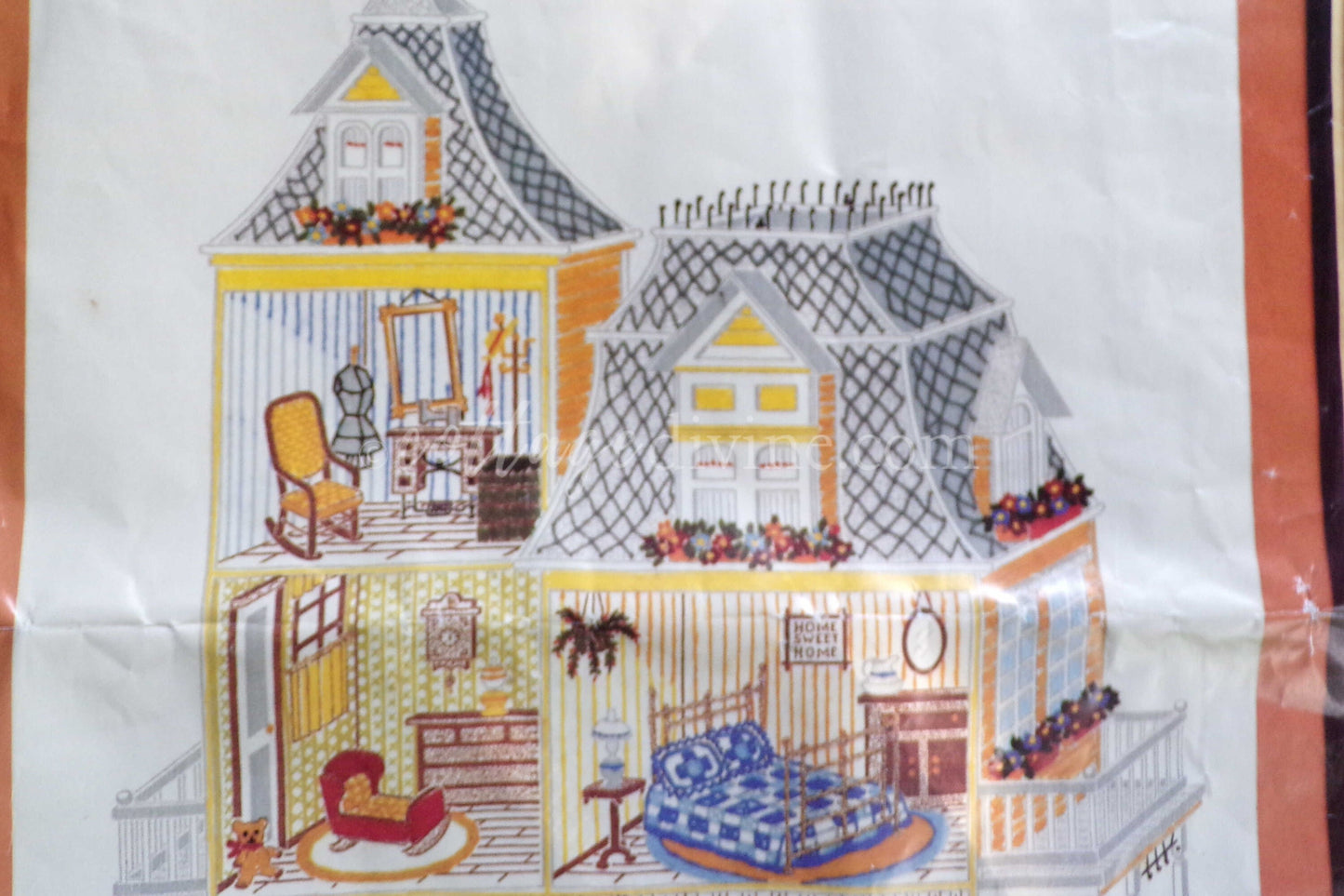 Cozy Victorian Doll House Crewel Stitchery Kit, Rare Paragon Needlecraft Vintage Embroidery 0939 Dollhouse, OPEN Pkg, Georgia Ball