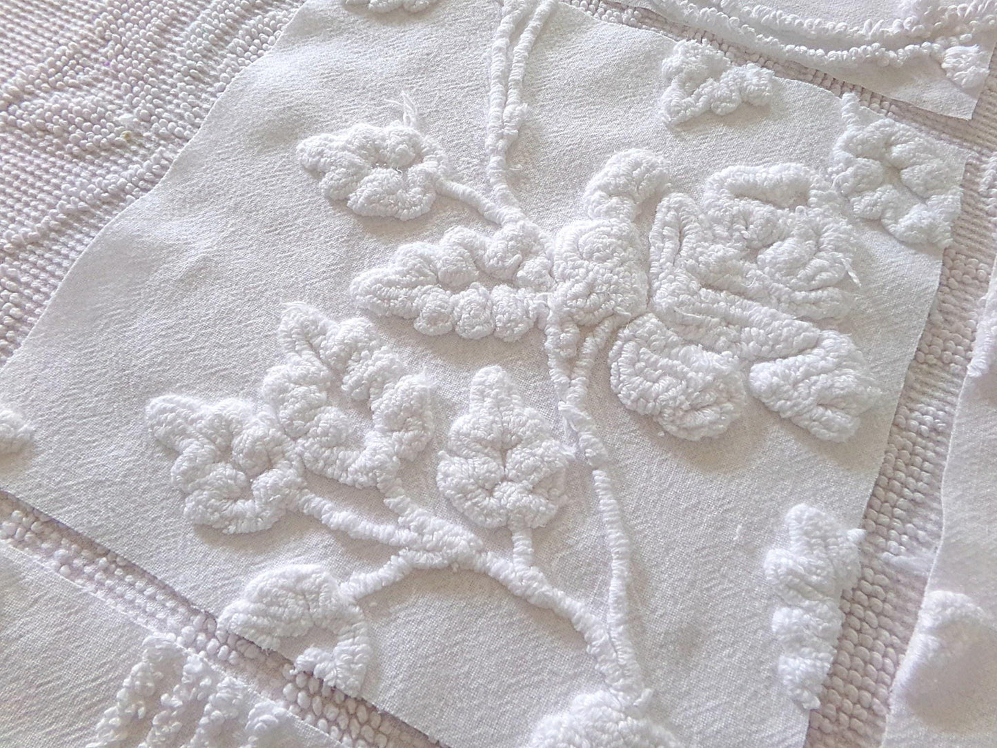 ivy rose 9.5" chenille fabric squares, set of 6 white quilt blocks, versatile geometric prints for sewing, crafts