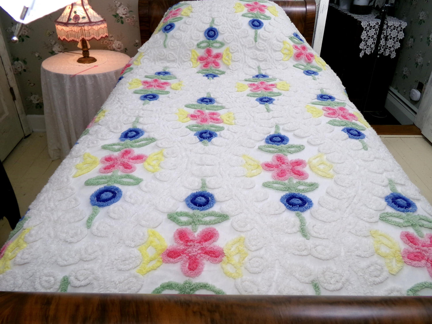 Vintage Canyon Group Chenille Bedspread: Full Size Cotton Blend Bedding, Made in USA