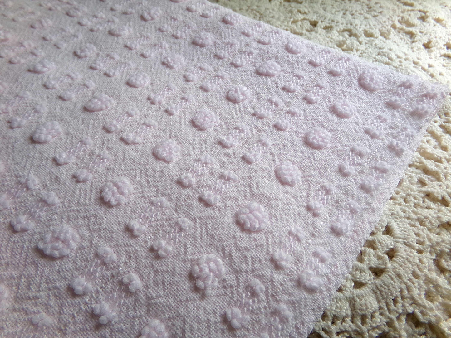 Pink Wink Vintage Chenille Fabric, Cute Tiny Dot Dash Pattern, 18" x 24" inch Piece, for Sewing Material