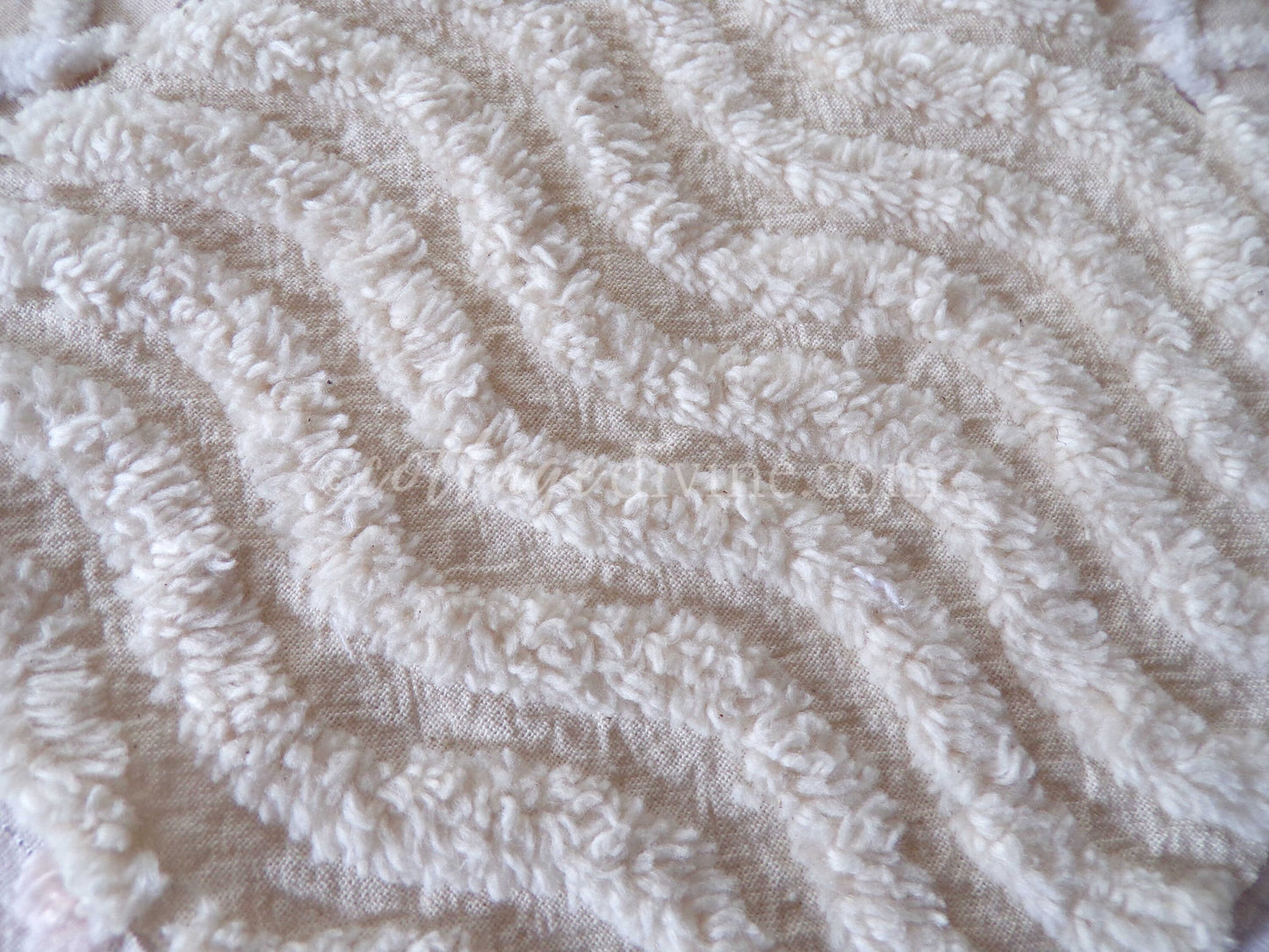 Cream Latte Quilt Squares Set from Vintage Chenille Bedspread Fabric, 16 Blocks, 6" x 6" inch, Neutral tones