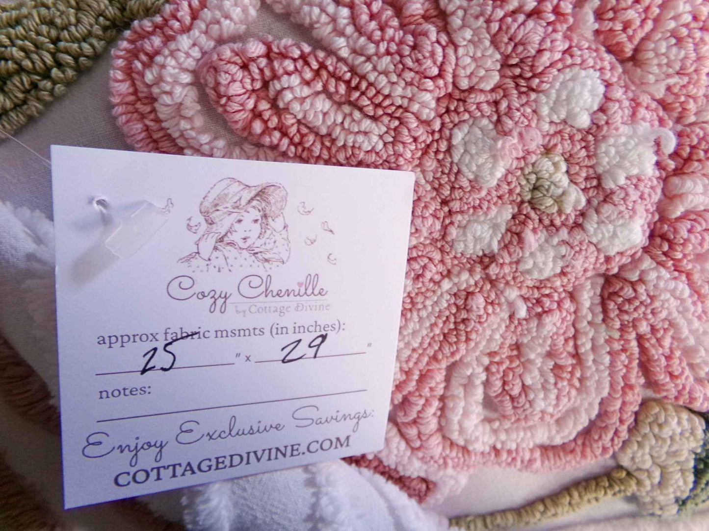 Lovely Spring Flowers Vintage Chenille Material, 29" x 25" inch Fabric Piece, Meadow Florals on White 100% Cotton, Pretty in pillows