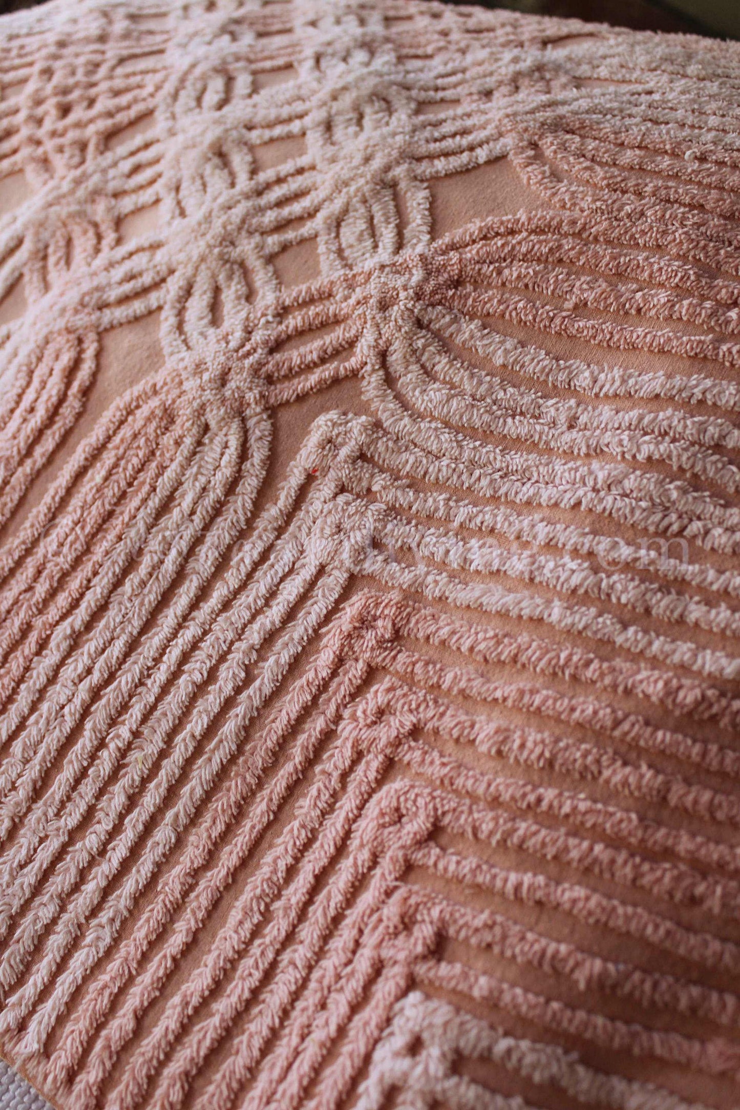 Nostalgic Cozy Tonal Pink Vintage Chenille Quilt Fabric, 23" x 24" inch Piece, Lovely in Handmade Quilts