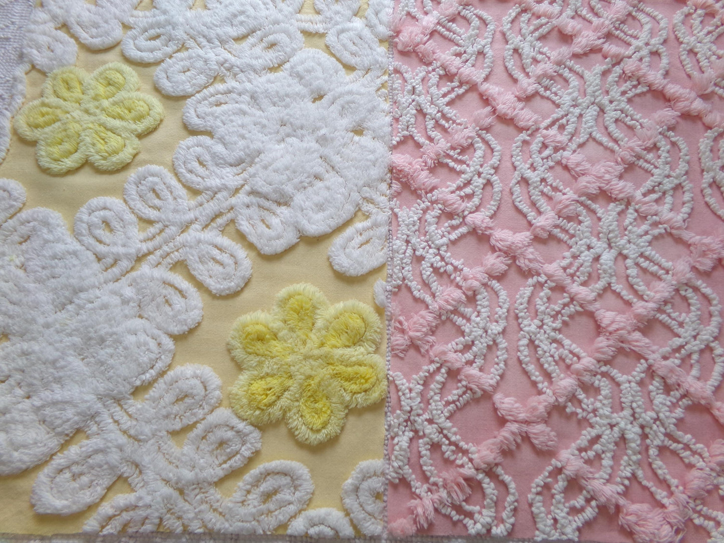 Vintage Chenille Fabric Bundle - 2 Pieces 12" x 18" each | Perfect Stash Builder for Fiber Arts & Crafting