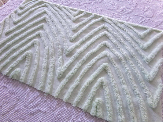 Mountain Peaks Vintage Chenille Fabric, Optic Green Design, 23" x 14" Inch Piece, Sewing Material for Quilts & Crafts
