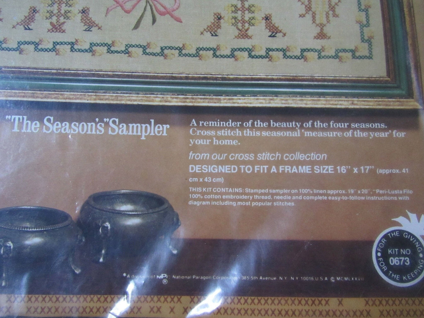 The Season's Sampler Vintage Paragon Cross Stitch Embroidery Kit # 0673