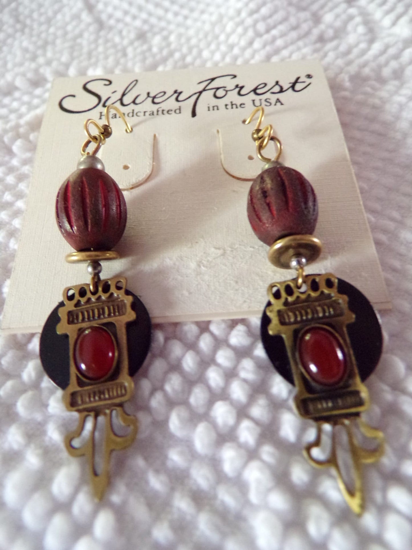 Vintage Pierced Drop Dangle Earrings Silver Forest Boho Hippie Style Jewelry