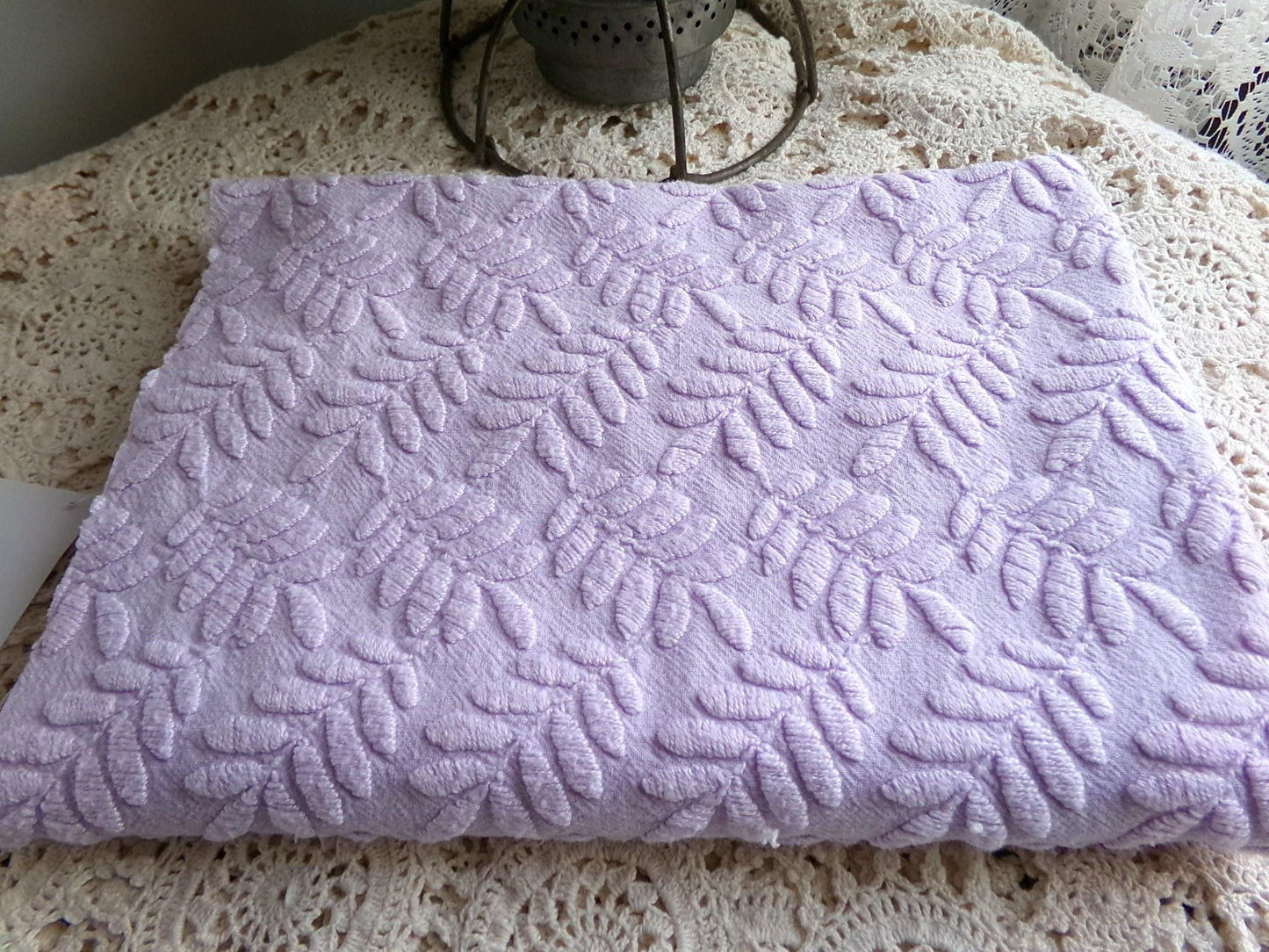 Lilac Fern Wisps Vintage Woven Fabric Piece, 19" x 25" inches, Delicate Bates Design Beautiful in Tote Bags & Pillows